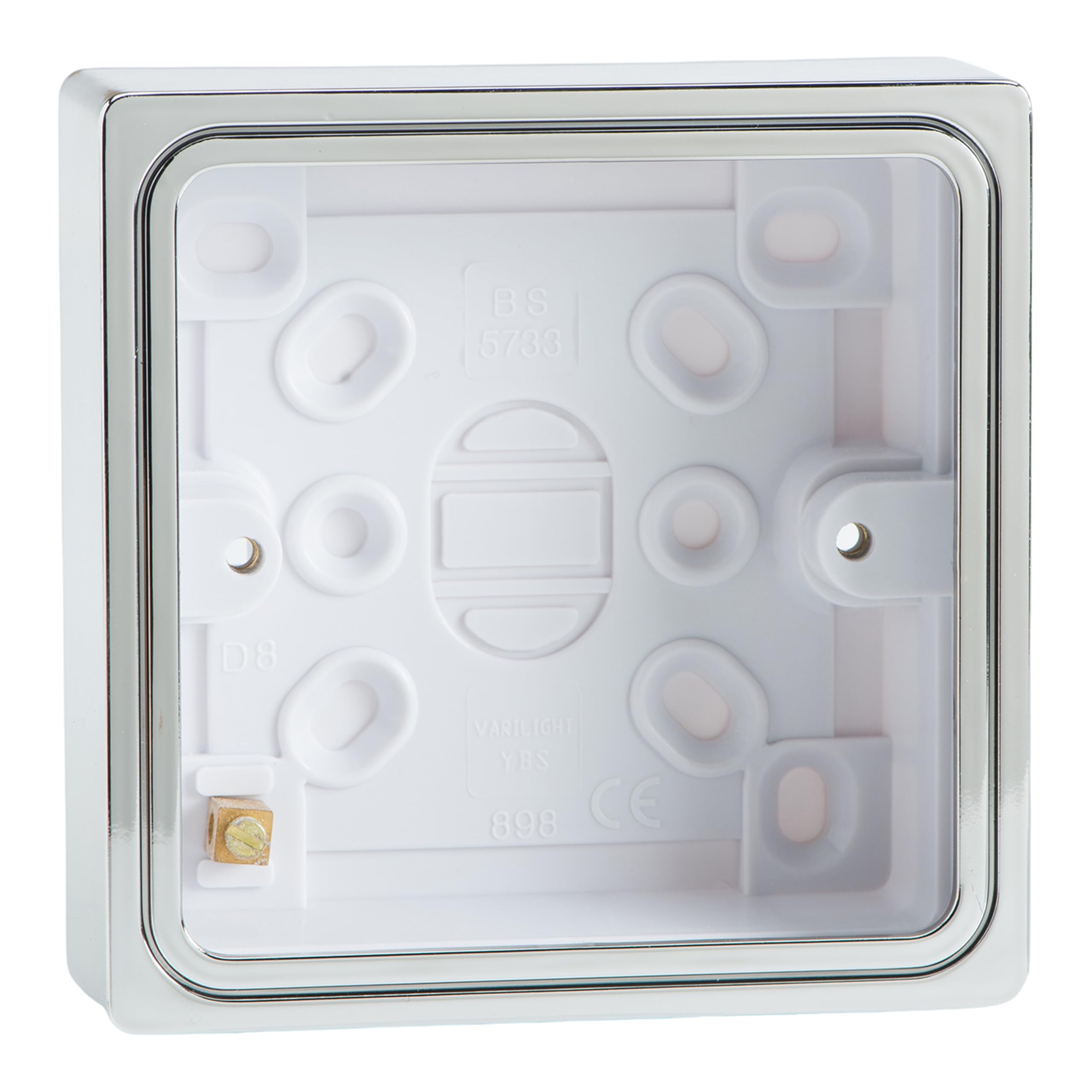 Varilight - 1 Gang Patress Wall Box (for surface mounting) Chrome Effect Finish - YBSC