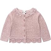 famuka Baby Girl Lace Cardigan Toddler Spring Autumn Knitted Sweater Button Up