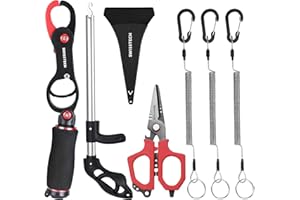 Swiss+Tech Fishing Tool Kit, Fish Gripper with Scale, Muti-Function Fishing Pliers, Braided Line Scissors, Fishing Gear with Safety Coiled Lanyard, Fishing Gifts for Anglers…