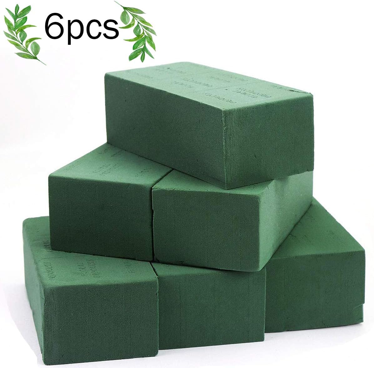 DIYASY 6 Pcs Floral Foam Blocks,Professional Quality Flower Foam,Green Styrofoam Bricks for Fresh Floral Arrangements.