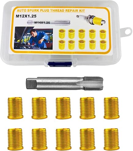 M12x1.25 Helicoil Thread Repair Kit - 10 Inserts & M14x1.25 Tap For Spark Plug Thread Repair