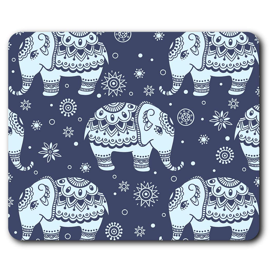 Destination Vinyl ltd Blue Indian Elephant Pattern Mouse Mat Pad Computer PC Laptop Gaming Office Home Desk Accessory Gadget 13206
