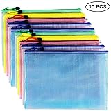 AUSTARK 10Pcs Zipper File Bags, Zipper Pouch, PVC Document Bag Zipper Folders Document Pouch Receipts Organizer for Office School Home Travel (B4 Size 15 x 11 Inches, Multicolor)