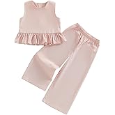 Kupretty Toddler Girl Clothes Baby Summer Outfits Gingham Ruffle Sleeveless Vest Shirt Tank Tops Pants Set 1T 2T 3T 4T 5T
