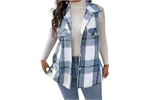 2025 Women's Plaid Casual Vest Jacket Button Lapel Sleeveless Fashion Coat Fall And Winter Checkered Basic Outerwear