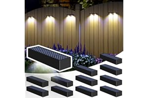 JSOT Solar Fence Lights - Step Lights Solar Stair Lights Outdoor Deck Lights Solar Pool Lights Solar Fence Lamp Solar Wall Lights Outdoor Lighting Decor for Patio Front Porch Garden Pathway Backyard