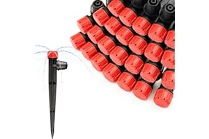 Gardrip 25 Pieces Drip Emitters Stream with Stake for 1/4" Irrigation Tubing: Adjustable 360 Degree Water Flow Irrigation Universal Sprayer Drip Pipe Sprinklers Fittings for Garden Watering System