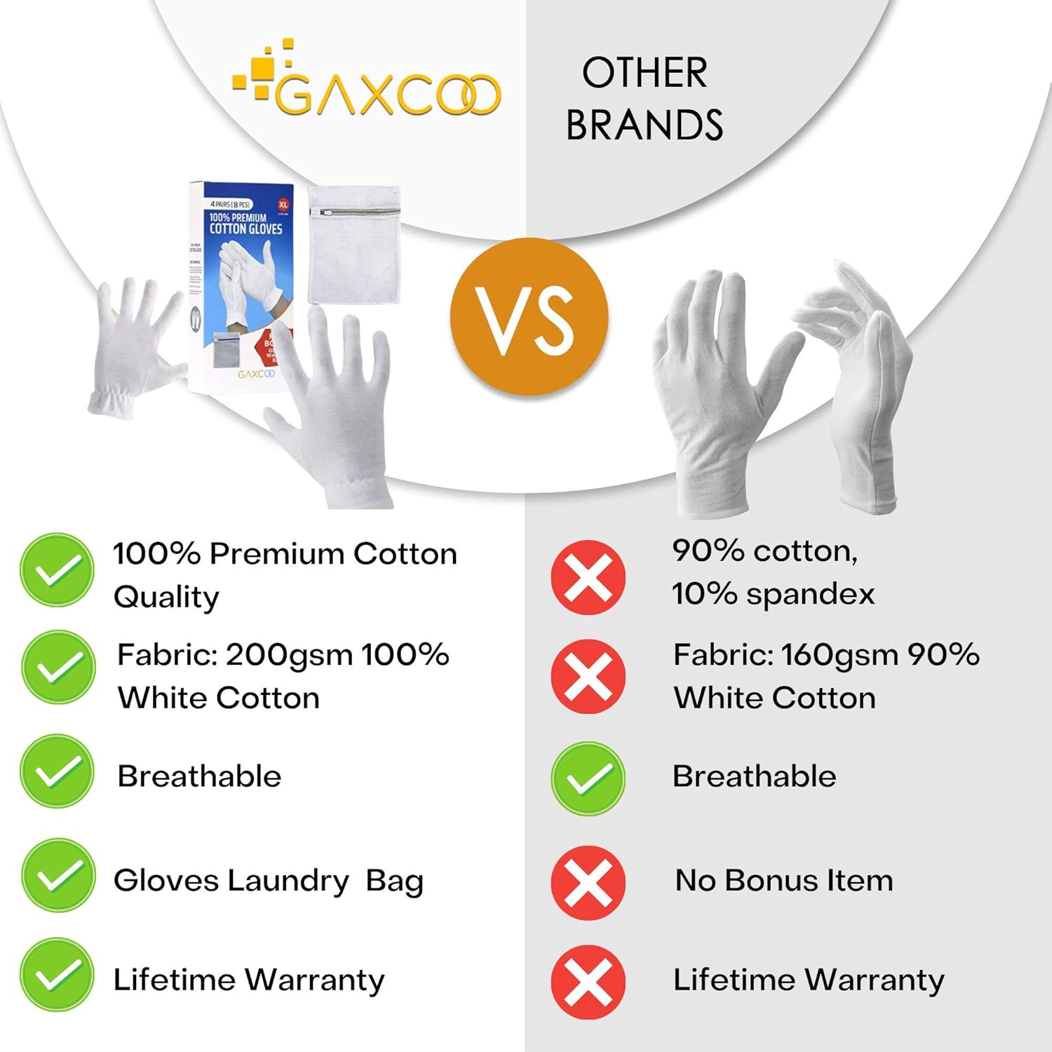 Extra Large, XL Moisturizing Gloves OverNight Bedtime Cotton Cosmetic Inspection Premium Cloth Quality Eczema Dry Sensitive Irritated Skin Spa Therapy Secure Wristband … (4 Pack) : Beauty