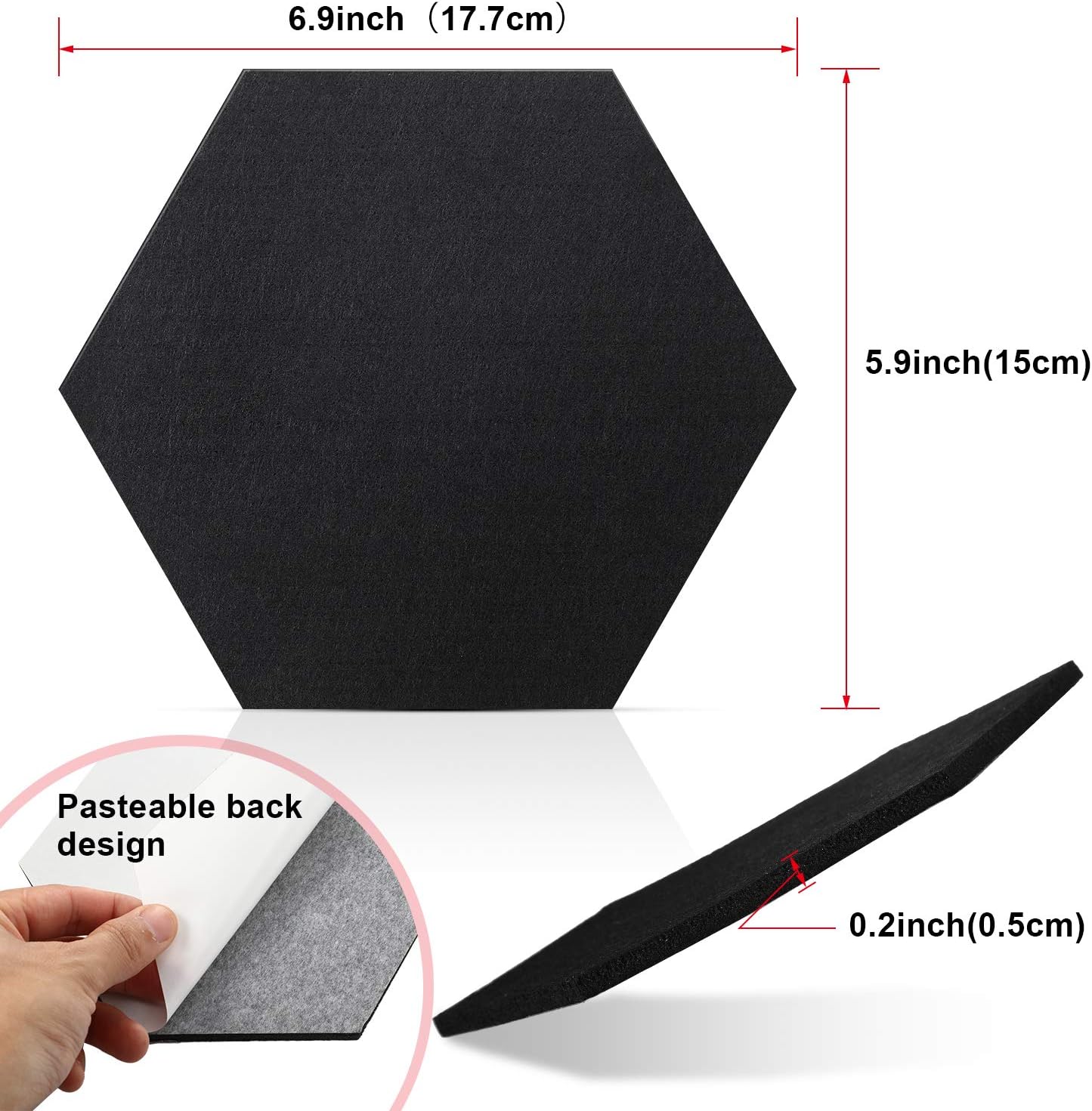 10 Packs Pin Board Hexagon Felt Board Tiles Bulletin Board Memo Board with 20 Pieces Push Pins, Decoration for Home Office Classroom Wall (Black, 5.9 x 7 Inches/ 15 x 17.7 cm) : Office Products