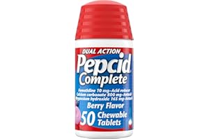Pepcid Complete Acid Reducer + Antacid Chewable Tablets, Heartburn Relief, Berry, 50 ct (Package May Vary)