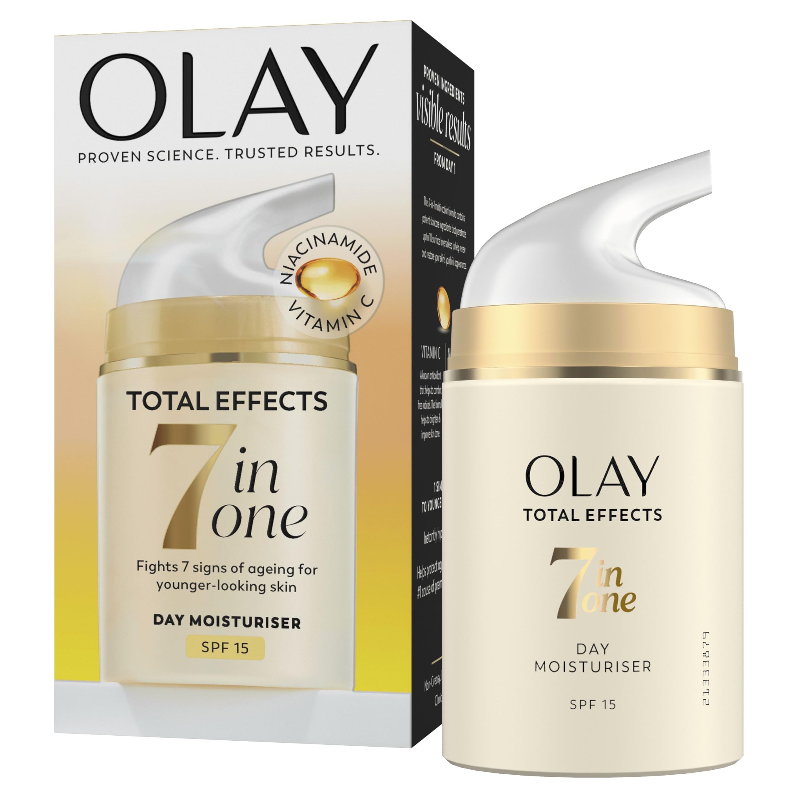 Olay Total Effects 7-In-1 Anti-Ageing Moisturiser With Spf15, Niacinamide, Vitamin C And E, 50 Ml