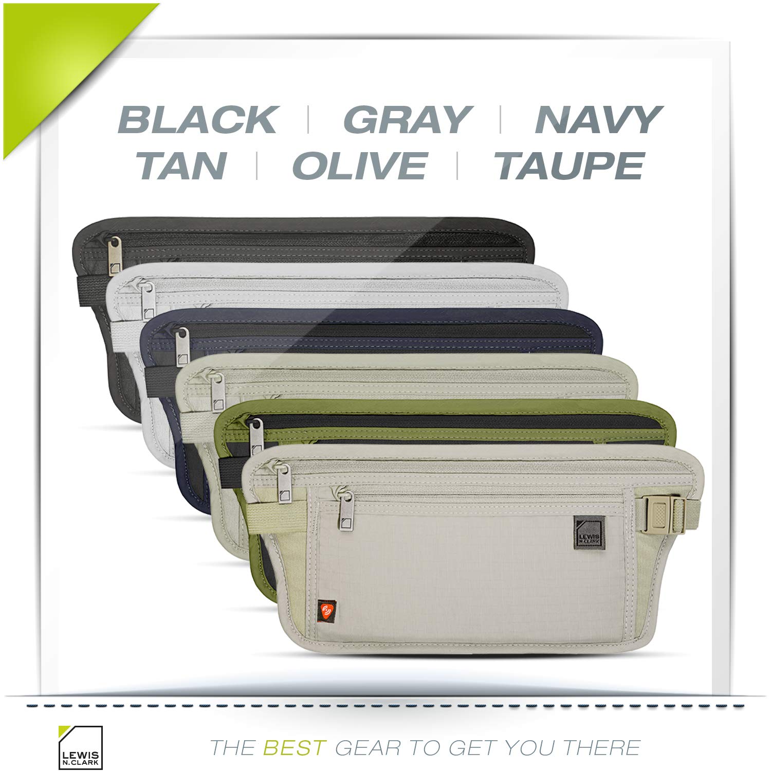 Lewis N. Clark RFID Blocking Money Belt Travel Pouch Waist Stash + Credit Card, Id, Passport Holder for Women & Men
