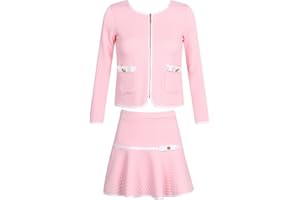 Richie House Girls Plaid Skirt 2P Set Long Sleeve Jacket Coat Party Dress Skirt Fall Outfit RHK3008