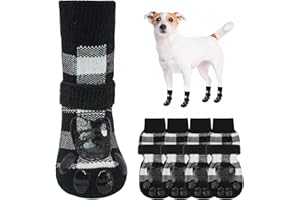 SCENEREAL 6Pcs Anti Slip Dog Socks to Prevent Licking Paws for Hot/Cold Pavement, Dog Grippy Socks for Hardwood Floors, Dog Shoes for Boots & Paw Protectors for Puppy Small Medium Large Senior Dogs