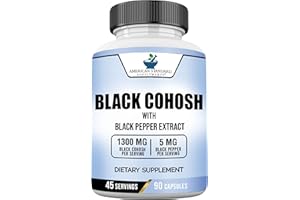 American Standard Supplements Black Cohosh 1300mg Per Serving with Black Pepper Fruit Extract - Vegan, Gluten Free, Non-GMO, 90 Capsules, 45 Servings