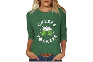 KICILVS St Patricks Day Shirts for Women Irish Shamrock Green Tshirt 3/4 Length Sleeve Womens Tops Saint Patricks Day Shirts