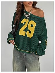 BEAUDRM Women's Y2k Jersey Shirt Oversized Graphic