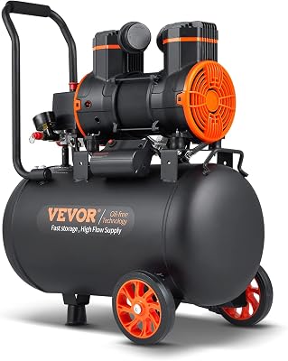 Compresseur à Air Silencieux 35 L Réservoir Compresseur d'air sans Huile 1800 W 2,5 CV 8,7 m3/h à 6,2 Bar 70 DB pour Réparation Automobile Gonflage Pneus Peinture au Pistolet Clouage Menuiserie