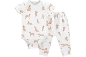 vvfelixl Baby Pants Sets Black Dachshund Long Haired Short Sleeve Baby Clothes for Boys Girls 0-24M