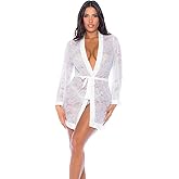 Mapale Women’s Elegant Lace Bridal Robe – Romantic Lingerie Cover-Up – 7611 White, S/M - L/XL - Variation