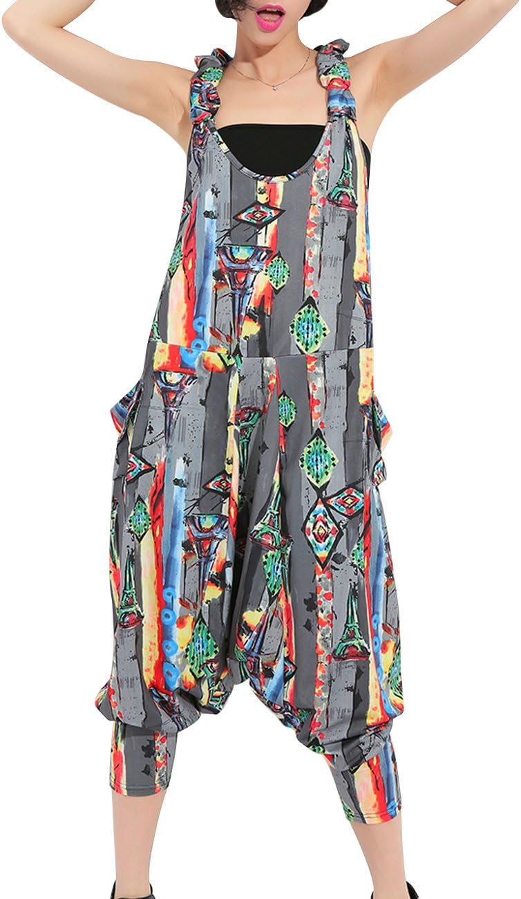 ellazhuellazhu Women's 90s Junior Sleeveless Backless Harem Jumpsuits, Overalls, Rompers and Clown Pants Clothing GY615