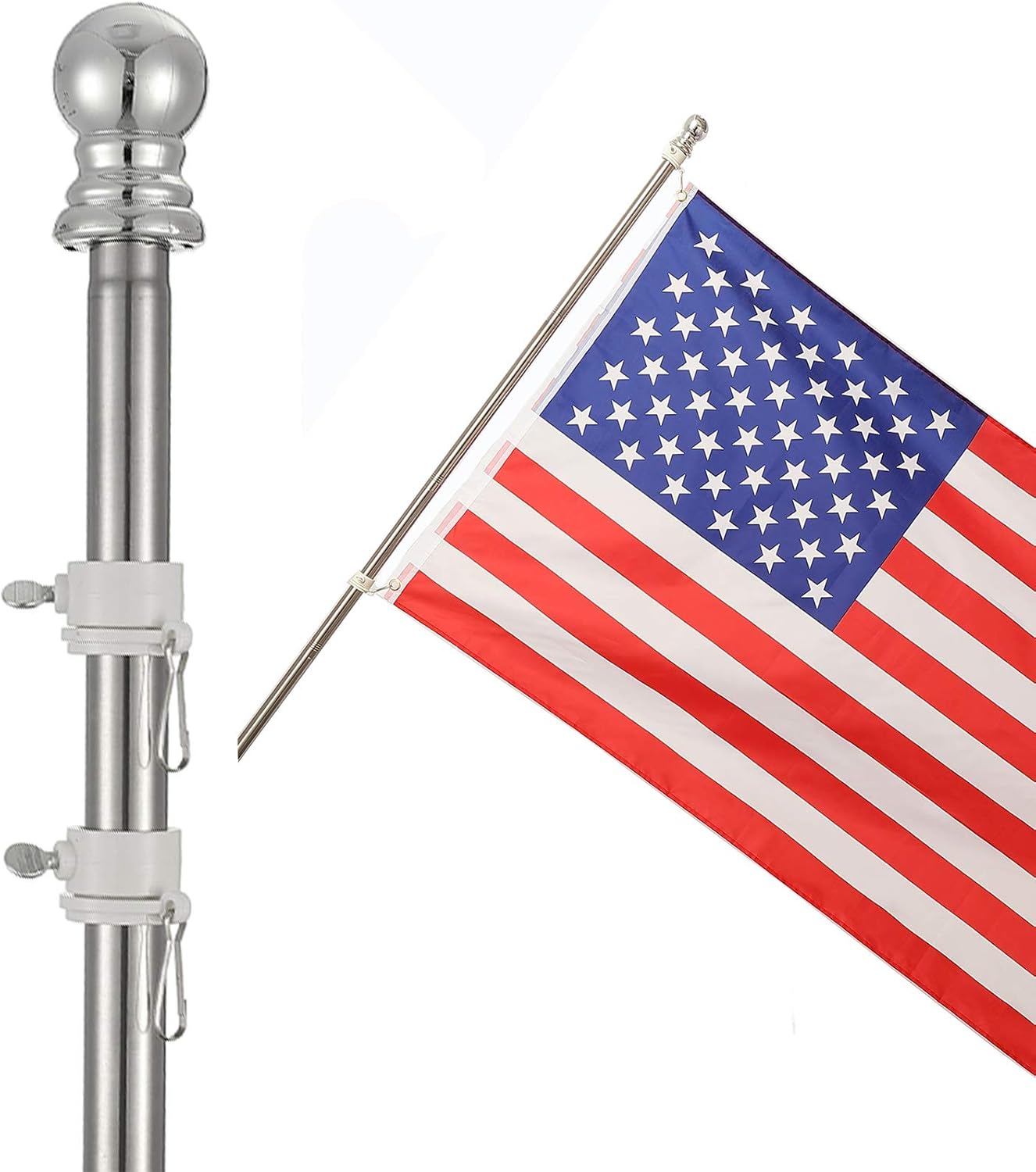 picture Metal Flag Holder For House cocohome flag pole for house 4 9ft flag pole without bracket 1 tangle free flag pole for outdoor house boat truck 3x5 flags silver