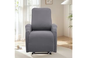cjc Recliner Chair Cover 4-Pieces, Small Reclining Cover with Pocket, Stretch Jacquard 1 Seat Recliner Couch Slipcovers, Anti