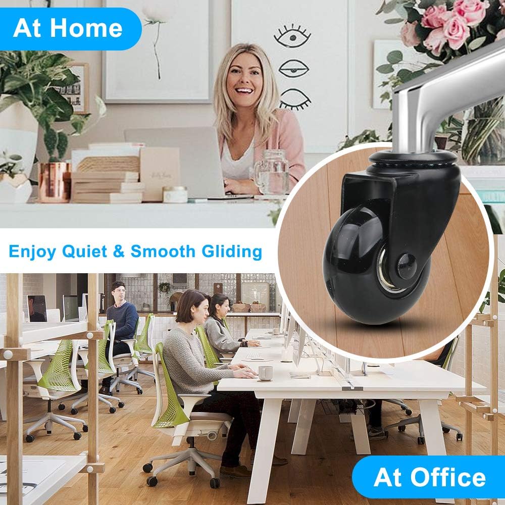 Office Chair Caster Wheels 2" Plug-in 11x22mm Office Chair Replacement Wheels-Smooth&Safe for Hardwood,Tile and Carpet Floors-Universal Fit for Aeron,Mid-Back Office Chair (2"_FBA, Black): Furniture & Decor