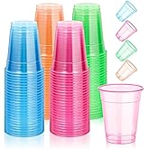KesaPlan 120 PCS Plastic Neon Cups, 12 OZ Disposable Glow Cups Under UV Black Light for Neon Party Decorations, Colorful Glow in the Dark for Rave Party Christmas Thanksgiving Halloween Holidays