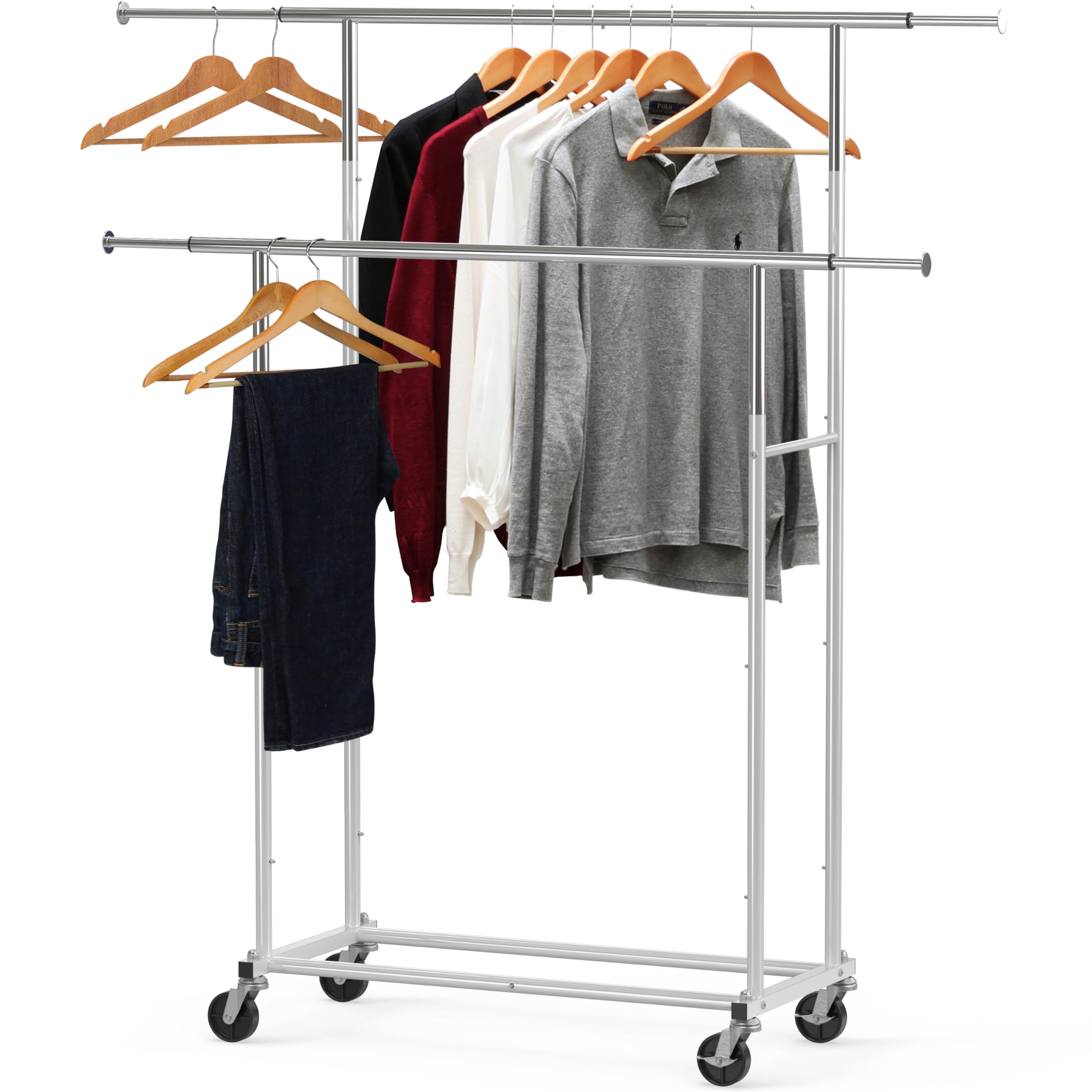 Photo 1 of Simple Houseware Standard Double Rod Garment Rack, Silver
