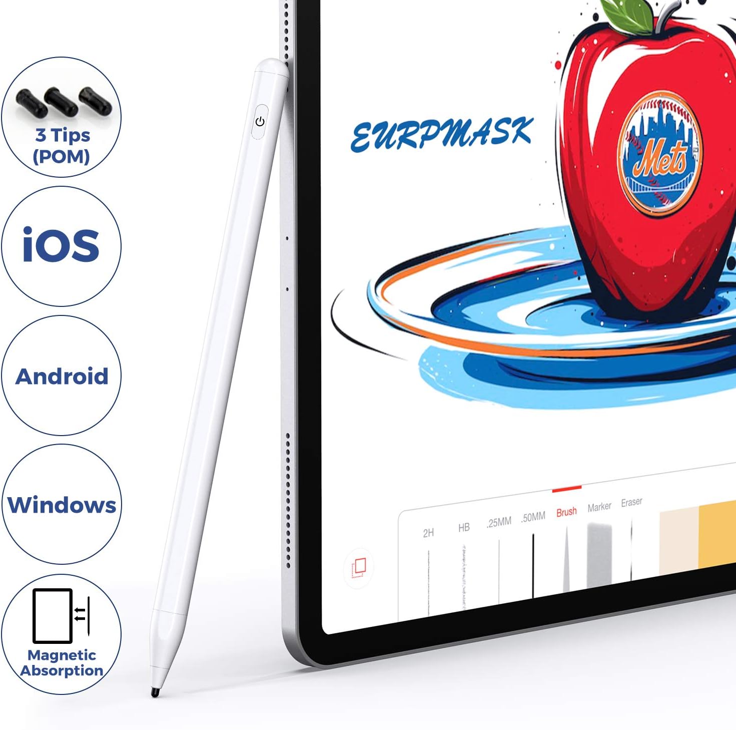 Stylus Pens for Touch Screens, EURPMASK Fine Point Stylist Pen Compatible for iPhone iPad Pro and Other Capacitive Screen Devices, Stylus Pen for Drawing and Handwriting (iOS/Android/Windows)