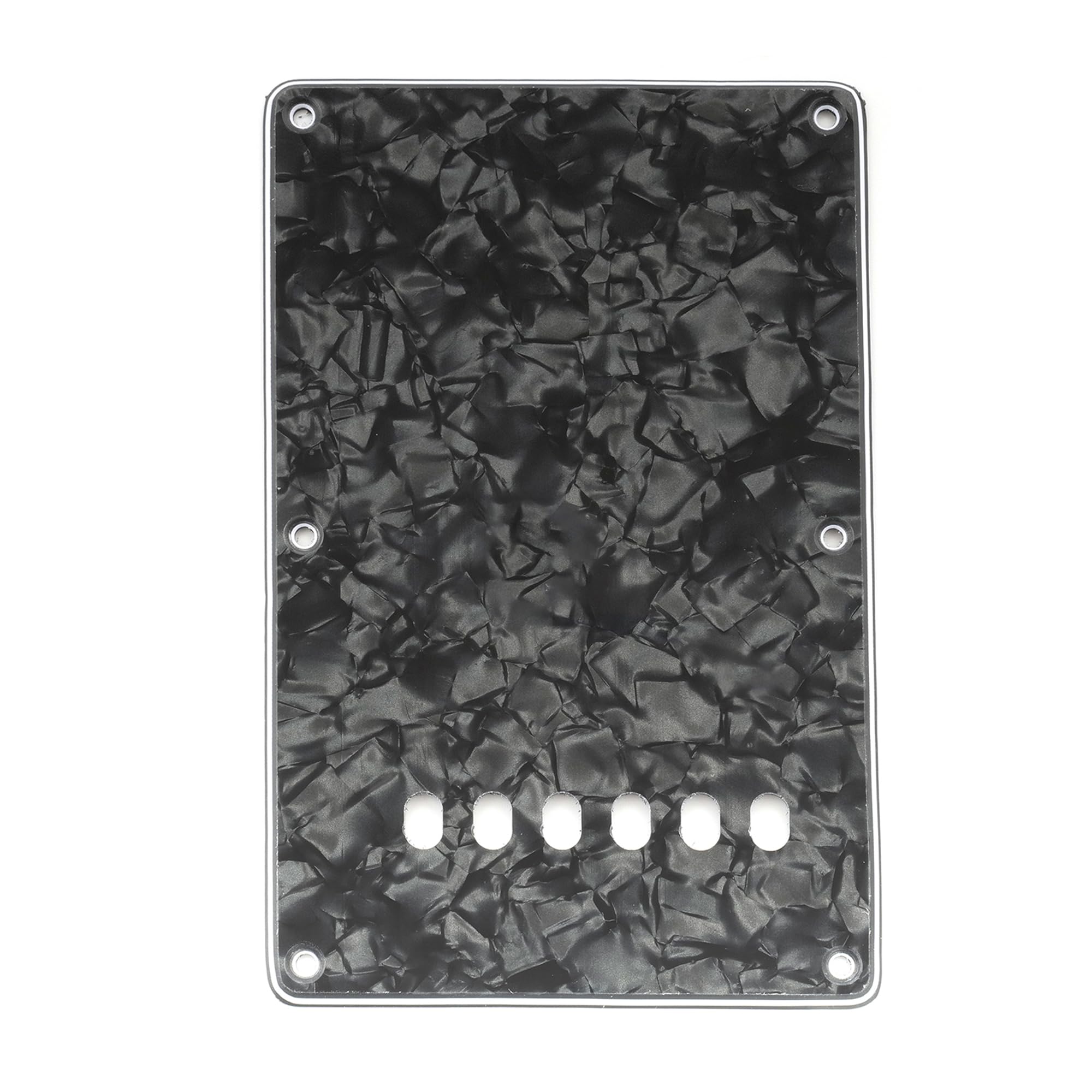 Musiclily 6 Hole ST Back Plate Tremolo Cavity Cover for China Squier Electric Guitar, 4Ply Black Pearl
