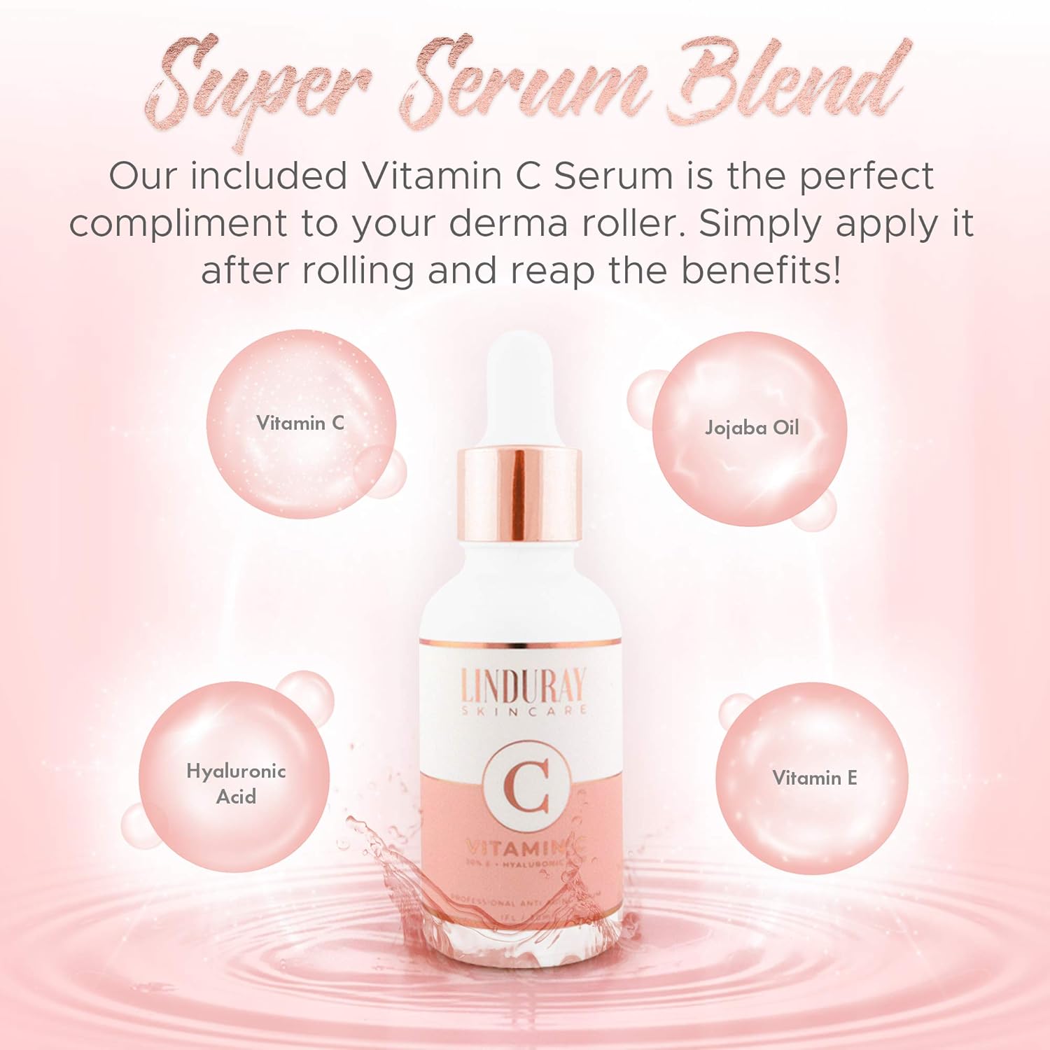 Derma Roller Microneedling Kit for Face 0.30mm - Complete Skin Set with Vitamin C Serum 20% Hyaluronic Acid - Microneedle Roller Microdermabrasion 540 Titanium Micro Needles - Includes 3 Free Ebooks: Beauty