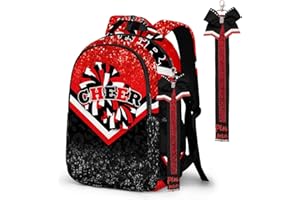 GZZSYO Cheer Backpack with Cheer Keychain, Pin Strap for Cheerleading Backpack, Cheerleaders Gift Bags for Team Women (Red Black)