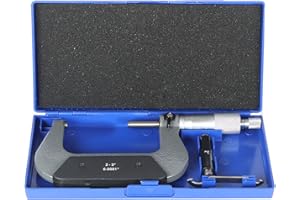 kimllier 2-3 Inch Accuracy Outside Diameter Micrometer Accuracy 0.0001 Inch Carbide with Ratchet Stop Thimble