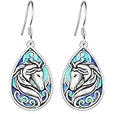 Cujiesp Western Horse Earrings for Women - Genuine 925 Sterling Silver with Abalone Shell