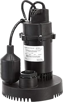 Amazoncommercial 1 3 Hp Thermoplastic Submersible Sump Pump With Tethered Float Switch