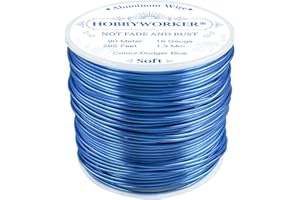 HOBBYWORKER 16 Gauge 295FT Aluminum Wire, Metal Armature Wire Engraving Line Can Be Bent, Used for Jewelry Crafts Skeleton Floral Model Making (1.3mm-90m Dodger Blue)