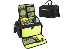 Timoxi DJ Bag with 6 Removable Dividers，DJ cable bag with heavy oxford cloth & Padded Shoulder Strap，Gig bag for Professional DJ Gear, Musical Instrument and Accessories