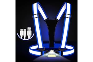 Hoeraonr Running Lights for Runners,90°Adjustable LED Reflective Vest Running Gear,Rechargeable Chest Light Up Running Vest Night Walking Safety Gear for Night Walking/Cycling/Jogging