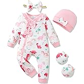 Mikrdoo Newborn Infant Baby Girl Clothes Fall Winter Outfits Long Sleeve Zipper Rompers with Headband