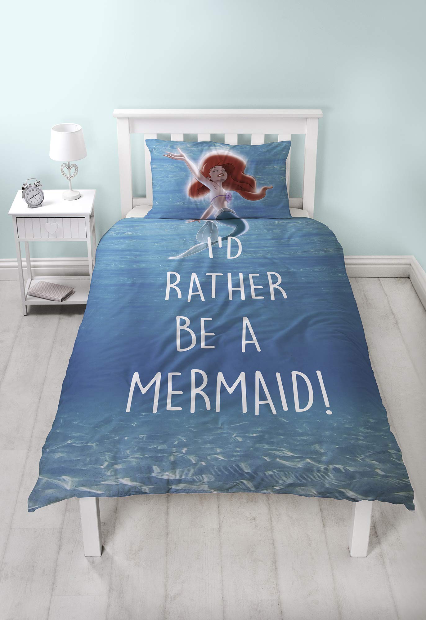 Disney Princess My Little Mermaid Single Duvet Cover Set | Shelfie Design | Two Sided Reversible Design