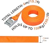 Amazon Basics Lashing Straps 6 m x 25 mm 150 kg 4 Pack Orange view 2