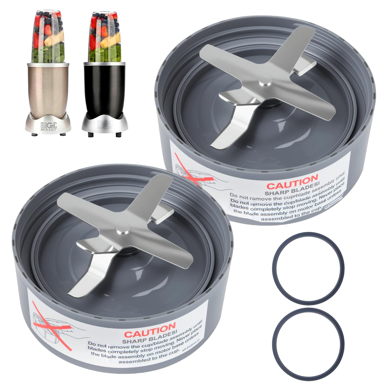 Photo 1 of 2-Pack Replacement Extractor Blade, Fit for NutriBullet 600w/ 900w Pro Series Blender with Food-grade Silicone Rubber Gaskets Seal Ring for NutriBullet Blender Blade Replacement Parts