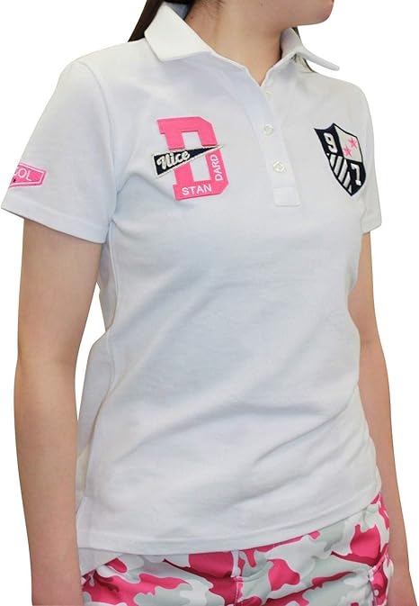 Amazon 7622 Wh 3l フェルト刺繍半袖鹿の子ポロシャツ ホワイト 大きいサイズ 3l 2xl 鹿の子 コットン100 半袖 デルソル ゴルフ ゴルフウェア レディース シャツ 通販