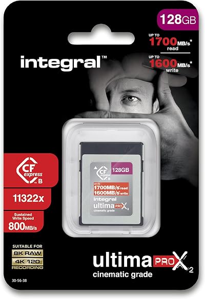 Integral 128GB CFexpress Type B 2.0 Memory Card 1700MB/s Read 1600MB/s Write