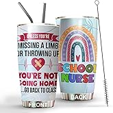 MEDROC School Nurse Tumbler Stainless Steel 20oz with Straw Lid, School Nurse Appreciation Gifts Bulk For Women Birthday Christmas, Funny Coffee Cup for Work