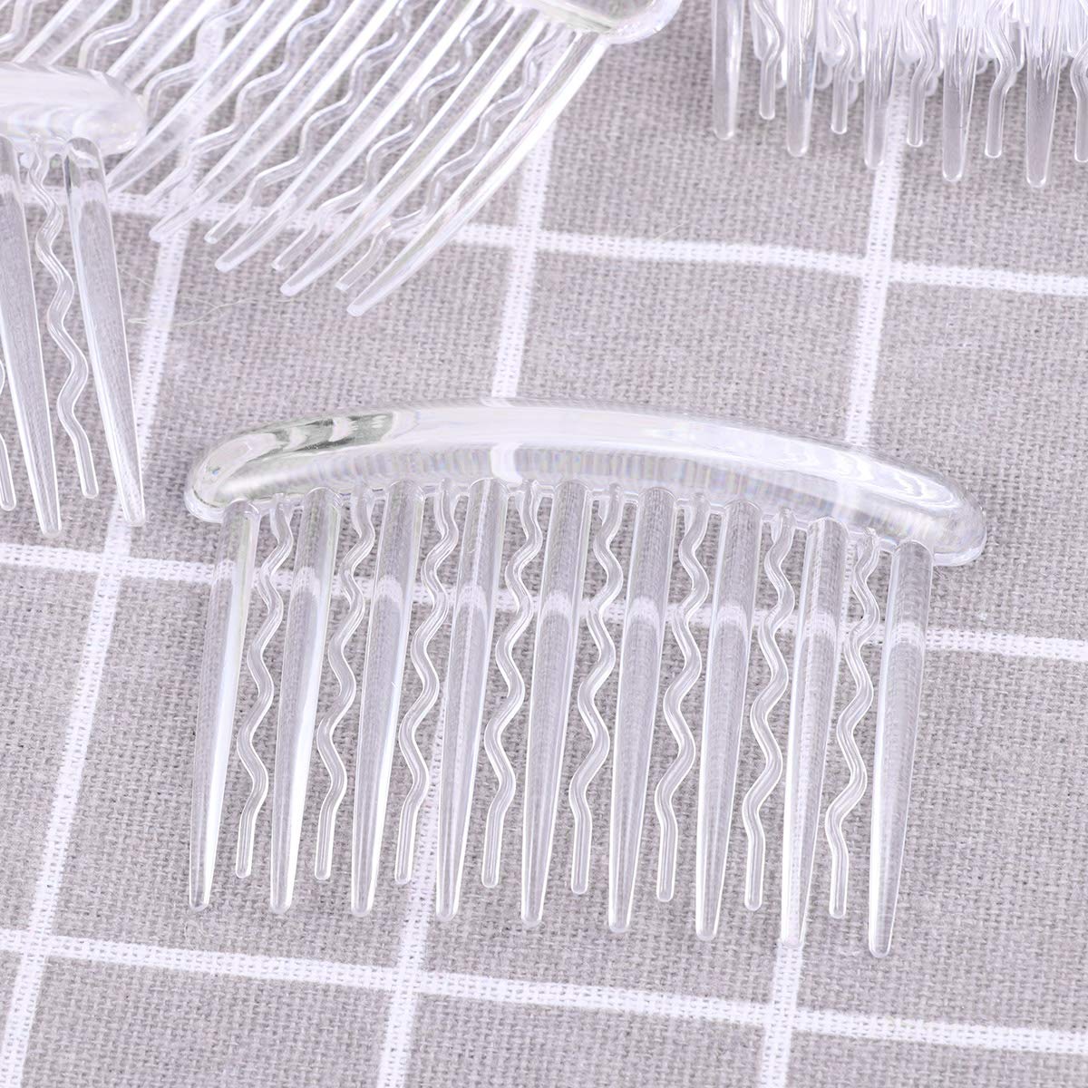 Lurrose 12PCS 8x5cm Plastic Wave Teeth Hair Combs Tortoise Side Comb Hair Accessories for Fine Hair (Transparent) : Beauty