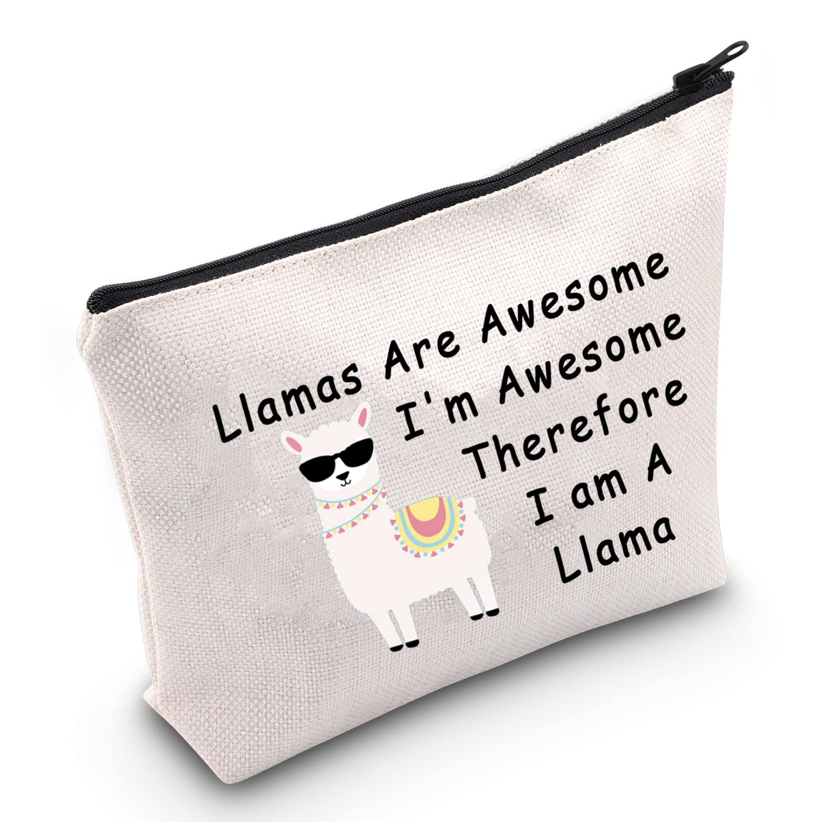 LEVLO Funny Llamas Lover Gifts Llamas Are Awesome I'm Awesome Therefore I'm A Llama Makeup Bags Llamas Women Bags, Therefore I'm A Llama,