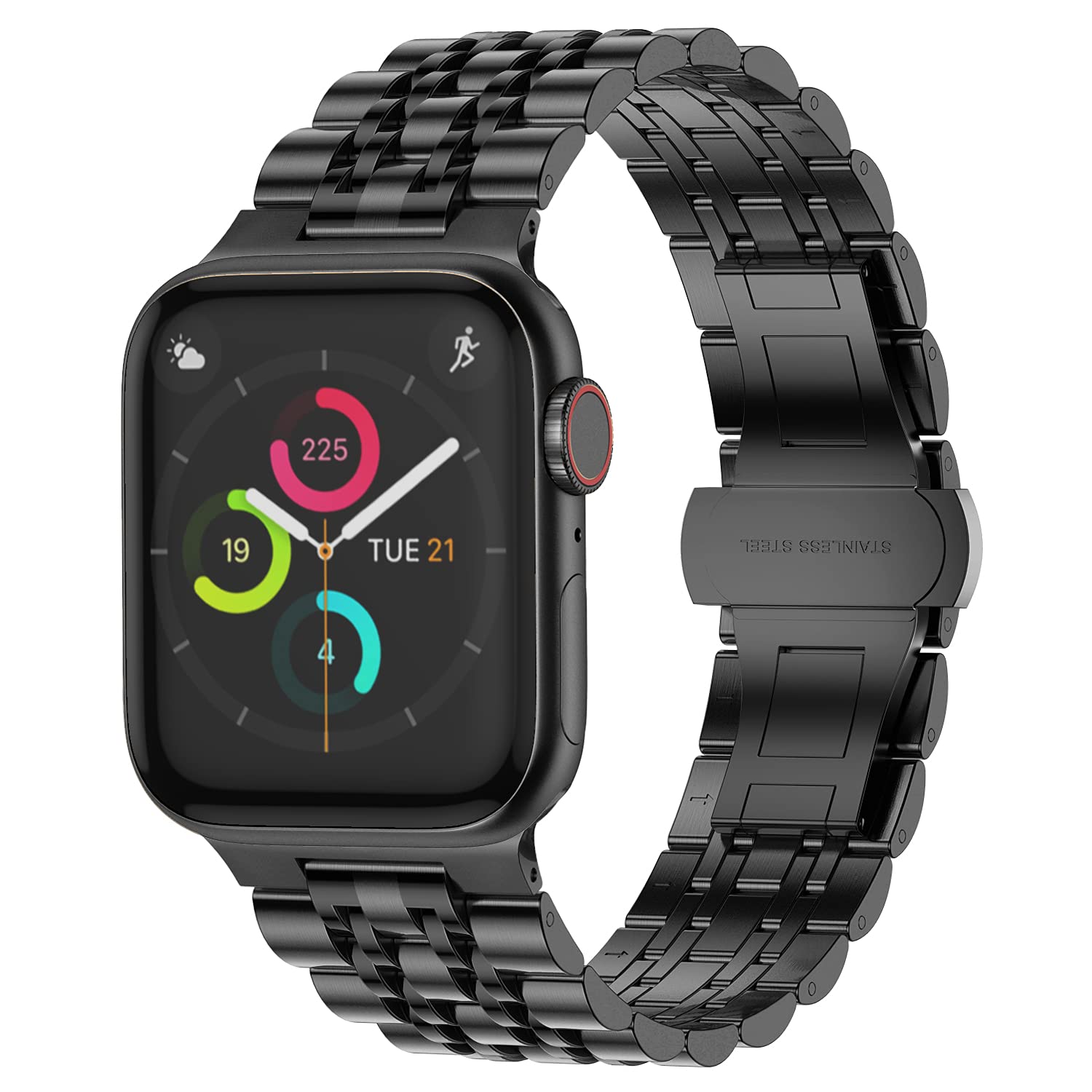 Tasikar Compatible with Apple Watch Strap 42mm(Series 10) 41mm 40mm 38mm, Stainless Steel Metal Strap Compatible for Apple Watch SE Series 10 9 8 7 6 5 4 3 2 1 (Black)